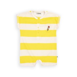 Stripes yellow - baby jumpsuit with embroidery