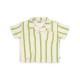 Stripes green - loose fit polo with embroidery