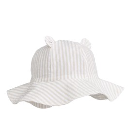 Amelia stripe sun hat - Crisp white/sandy