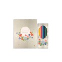 Coloring book and color pencils - Green Tea check