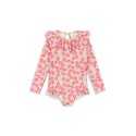 Manuca long sleeves frill swimsuit - rose anglaise