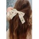 Velvet bow pearly hair clip