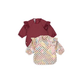 2 Pack Long sleeve Dinner bib - coeur glitter