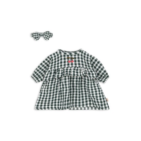 Doll clothing set - green check