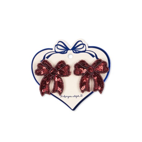 2 pack sequin bow hair clip - rio red