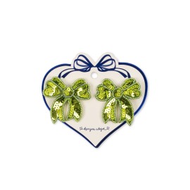 2 pack sequin bow hair clip - green
