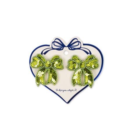 2 pack sequin bow hair clip - green