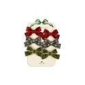 6 pack Micki bow hair clips- red/green