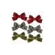 6 pack Micki bow hair clips- red/green