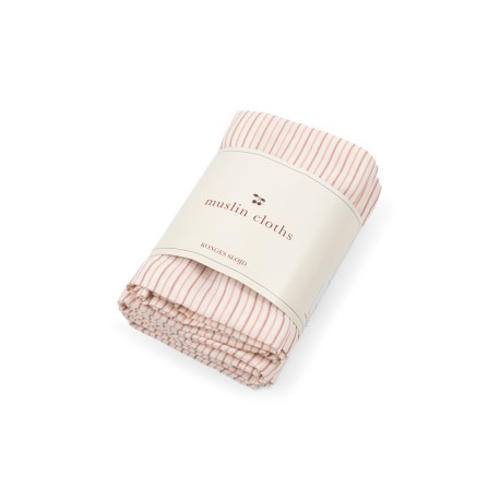 3 pack muslin cloth - Stripe Petite rose