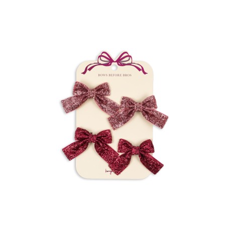 4 pack glitter bow hair clips