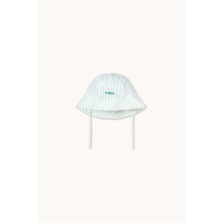 Cyan fine stripes bucket hat