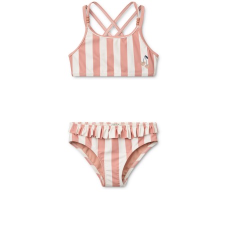 Belle stripe bikini - coral blush