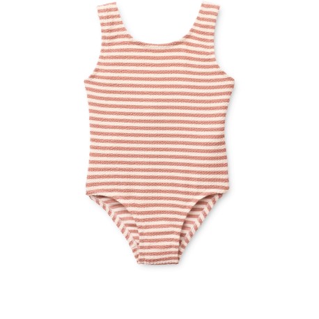 Bianco stripe swimsuit - coral blush