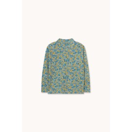 Flower pattern rib mock neck