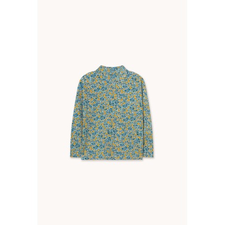 Flower pattern rib mock neck