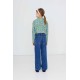 Flower pattern rib mock neck