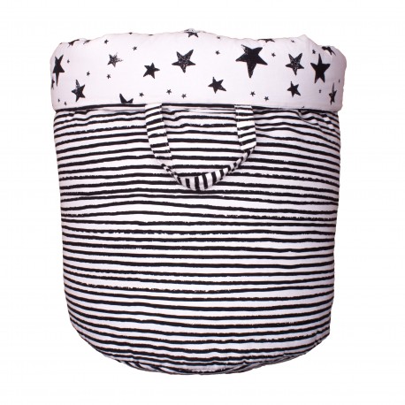 Storage basket L black stars and stripes