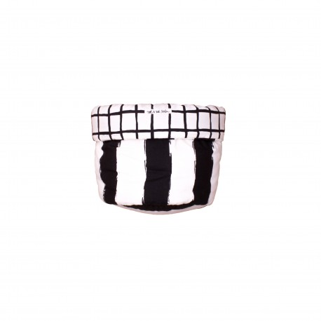 Storage basket S black grid and stripes