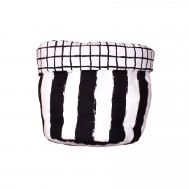 Storage basket M black grid and stripes