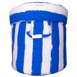 Storage basket L blue stripes
