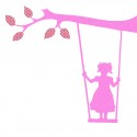 Girl with Swing, pink, looking to the right