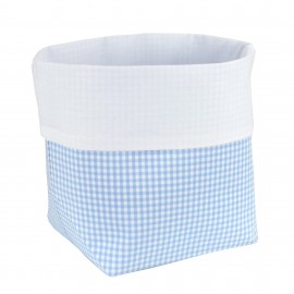 Fabric Basket Check Light Blue