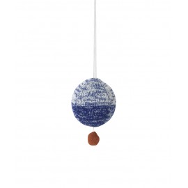 Ball knitted music mobile - blue
