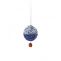 Ball knitted music mobile - blue