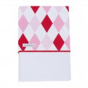Fitted crib sheet - lozenge pink & red