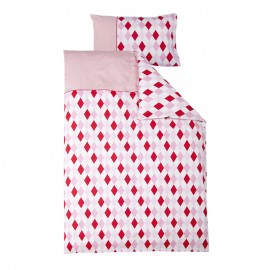Crib duvet cover - lozenge pink & red