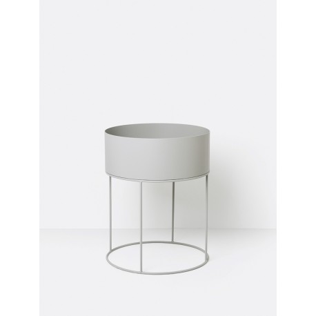 Plant box round - light grey